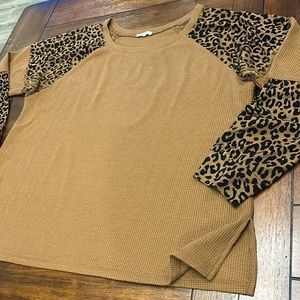 Kori America Animal Print Thermal Top